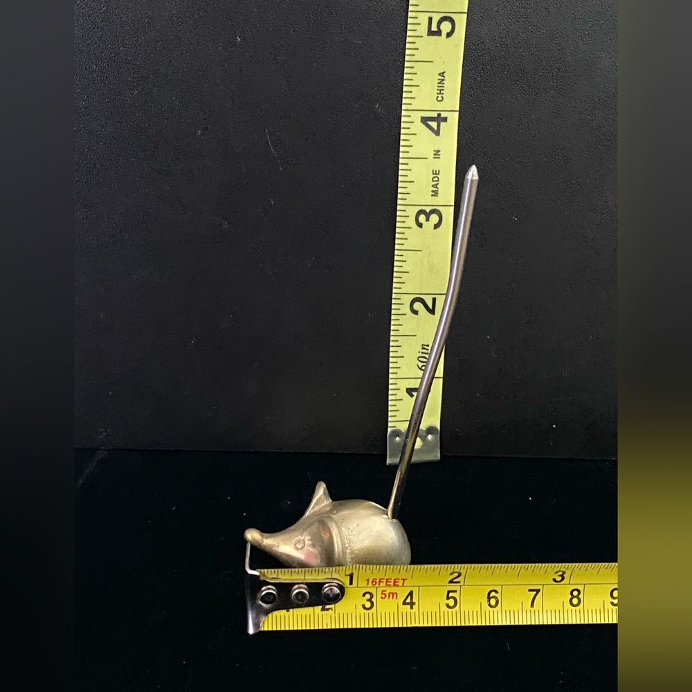 Vintage Brass Mouse Ring or Desk Office Note Receipt Holder 3.5”Tall Mid Century - Picture 3 of 10